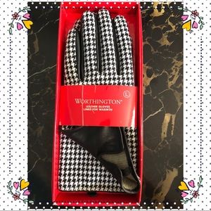 Worthington Leather Gloves Herringbone NIB
